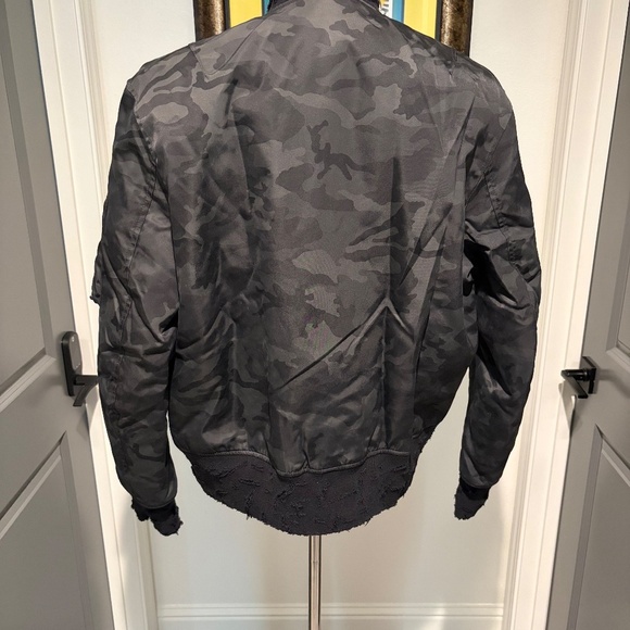 IRO Mens Distressed Bomber Jacket Black Camo Size Medium - Brand New - Picture 3 of 5